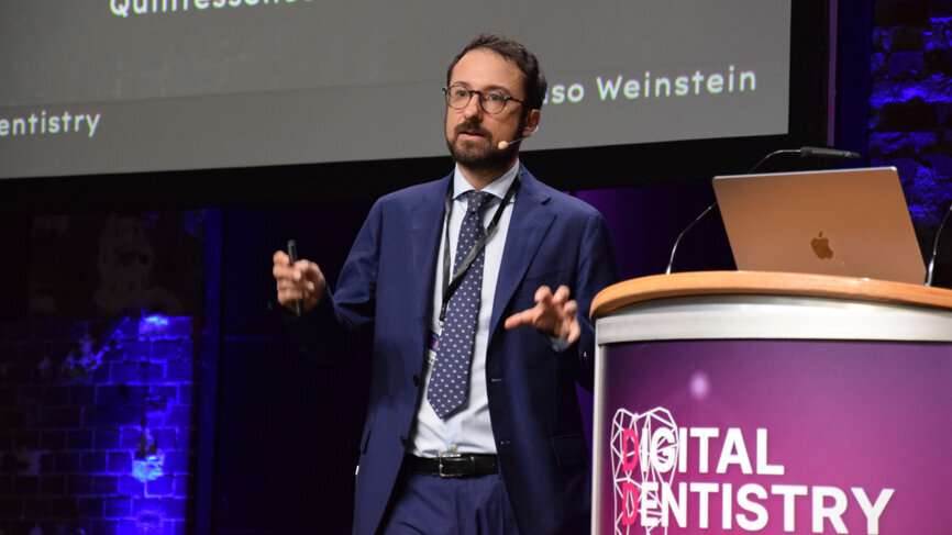 Dr Tommaso Weinstein opened the leccture programme with a presentation on clear aligner therapy and restorative dentistry. 