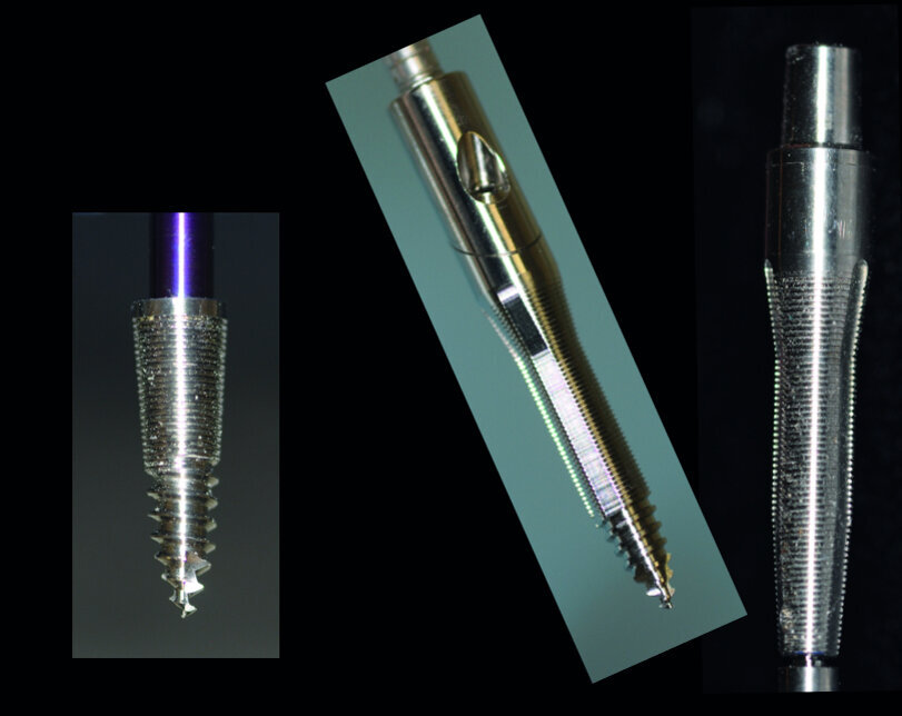 Fig. 3b : Fratex de 12 ÷ mm/3,3 mm, Fractal angulé de 18 mm/ 3,3 mm, Fractal ptérigoidien de 16 + 4 mm/3,3 mm.