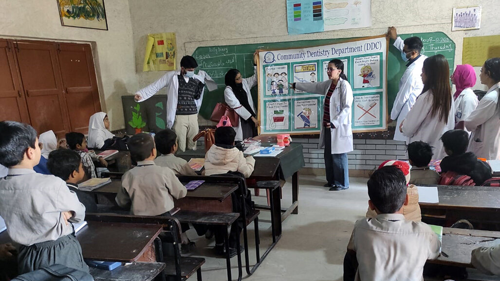 Dow Dental College BDS students examine 200 school kids