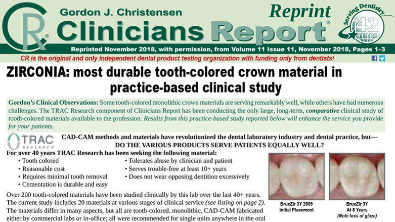 Un estudio confirma los resultados clínicos de BruxZir