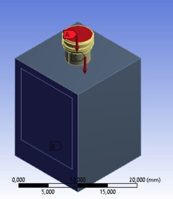 Fig. 7c - Loading conditions, Constrain conditions and Contacts, OT Equator prosthesis.