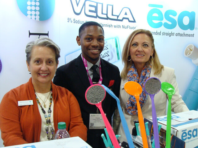 From left: Jenny Reichert, RDH, Chase Weddington and Janie Wright, RDH, of Preventech.