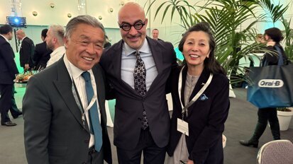 Torsten Oemus, CEO of Dental Tribune International with Makoto Nakao, chairman of the board of GC International, and Makiko Nakao.