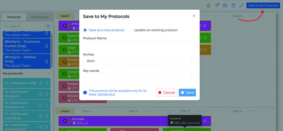 Fig. 2: Rename an existing protocol.