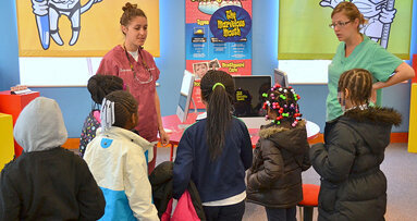 Pediatric dental students teach oral health skills to youngsters