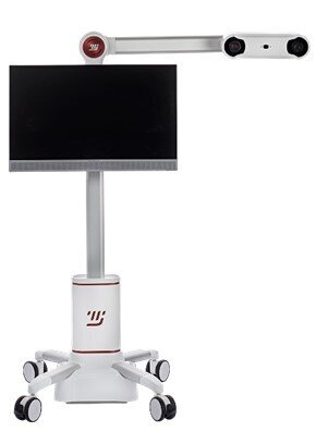 Fig. 1_Il dispositivo digitale Tech in motion, (Modjaw, Villeurbanne, Francia) dotato di telecamera basata su stereofotogrammetria 3D per riprodurre in tempo reale  i movimenti mandibolari su modelli .STL delle arcate.