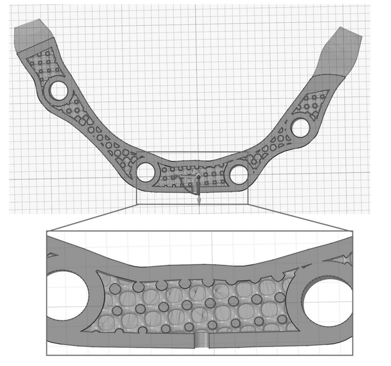 Fig. 23: Lattice structure incorporated into a 3D-printed bar. (Image courtesy of ADEISS)