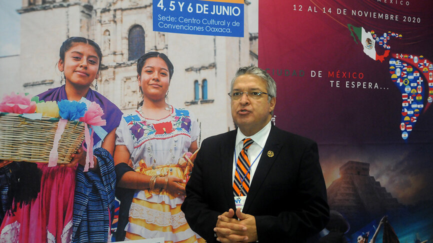 El Presidente de la Asociación Dental Mexicana, Dr. Manuel Martínez, promovió en Nueva York los congresos de 2020 en Oaxaca y Ciudad de Mexico. (Foto: José Antonio Rosario para Dental Tribune)