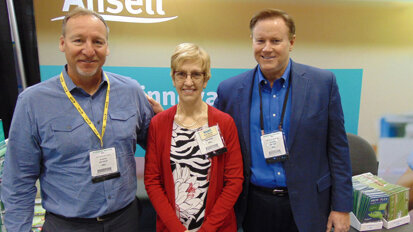 From left: Don Rickert, Pam Werner and Carl Huff of Ansell. (Photo: Fred Michmershuizen/Dental Tribune America)