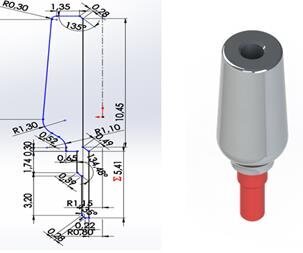 Fig. 1a - 2D Sketch and Rendering, Abutment Universale