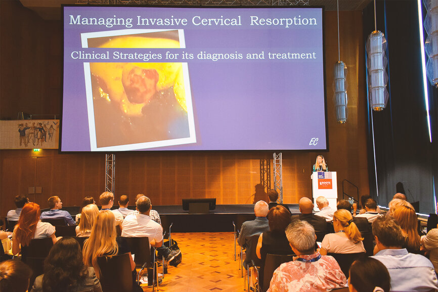 Dr Elisabetta Cotti with her lecture 