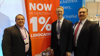 From left: Jeff Daner, Noah Moore and John Hinton of Anutra Medical. (Photo: Fred Michmershuizen/Dental Tribune America)