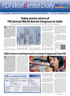 World Dental Daily New Delhi, 11 September 2014 World Dental Daily New Delhi, 11 September 2014