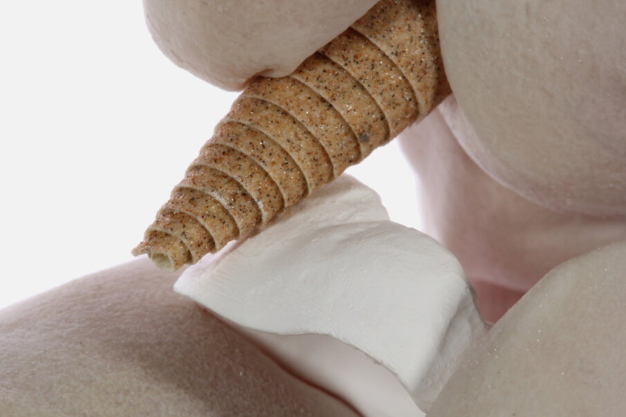 Fig. 8: Stones and sandpaper cones were drawn over the surface by hand without rotation.