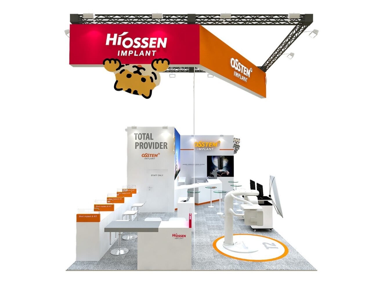 Booth design for Osstem Implant at the 2024 EAO-IAO-SIdP joint meeting. 