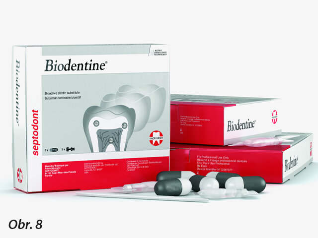 Biodentine je biaoktivní konzervační materiál, který remineralizuje,  deponuje hydroxyapatit a regeneruje živou tkáň