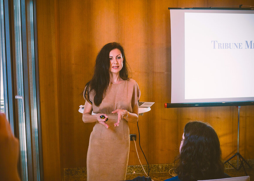Ulyana Vincheva presented her business and reviewed 11 years of Dental Tribune Bulgaria. (Photograph: Tom Carvalho, DTI)