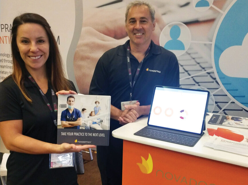 Laura Bowler and Steve Sansone can fill you in on the newest technology at the Novadontics booth.
