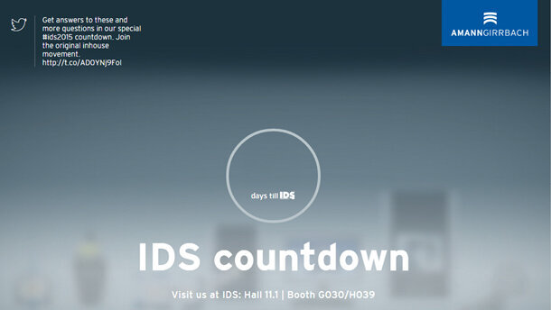 Amann Girrbach spouští na svém webu odpočítávání pro zkrácení času zbývajícího do konání výstavy IDS 2015 Amann Girrbach spouští na svém webu odpočítávání pro zkrácení času zbývajícího do konání výstavy IDS 2015