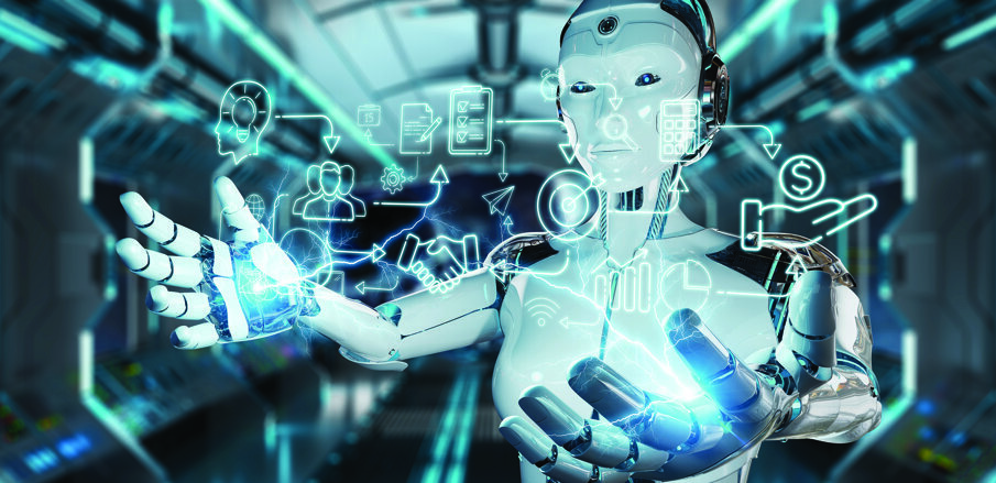 Robot creating artificial intelligent interface.