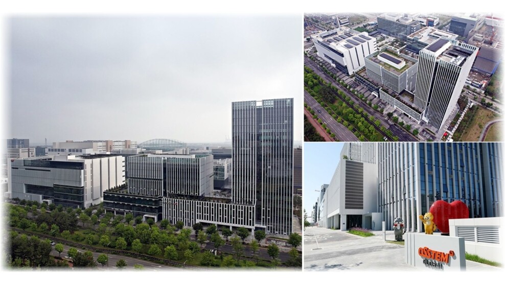 The Triple Tower research and development complex is located in Songdo International City in South Korea. 