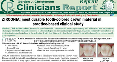 Un estudio confirma los resultados clínicos de BruxZir