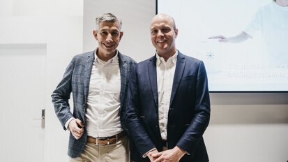 Co-CEOs Jeroen van Asten (left) and Nicolas Bonnard from Corus Dental, a European group of dental design laboratories (Image: Robert Strehler)