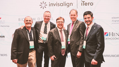 The EAS Board (from left); Dr Alain Souchet, Dr Clemens Fricke, Dr Francesco Garino, Dr Graham Gardner and Dr Tommaso Castroflorio. (Photographs: Mauro Calvone; Nathalie Schüller, DTI)