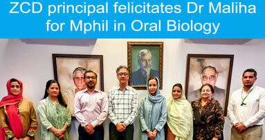ZCD principal felicitates Dr Maliha for Mphil in Oral Biology  