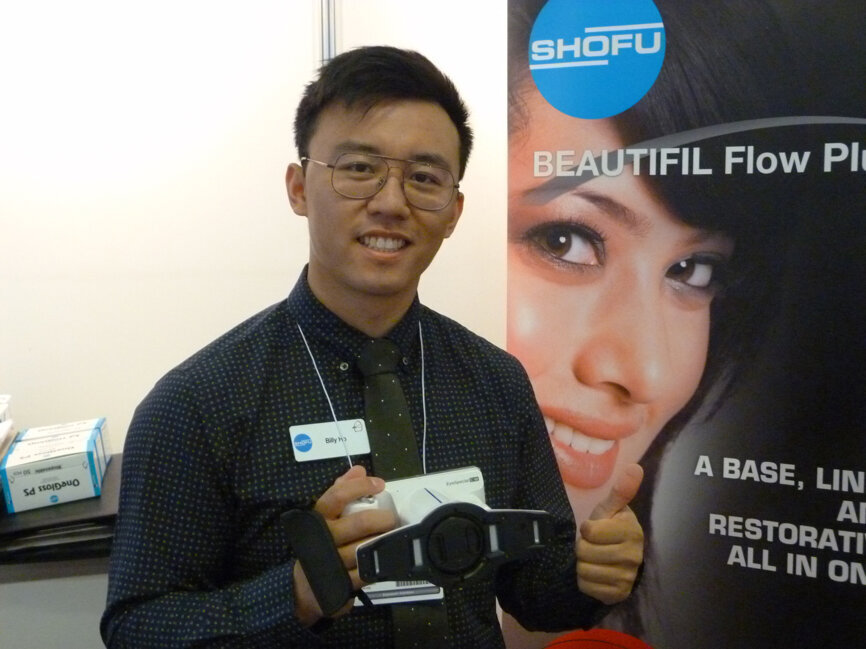 Billy Ho is ready to help you try out the EyeSpecial C-III digital dental camera in the Shofu Dental Corp. booth.