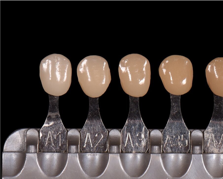 Fig. 2: VITA classical A1–D4 shade guide with the cervical and incisal portions trimmed.