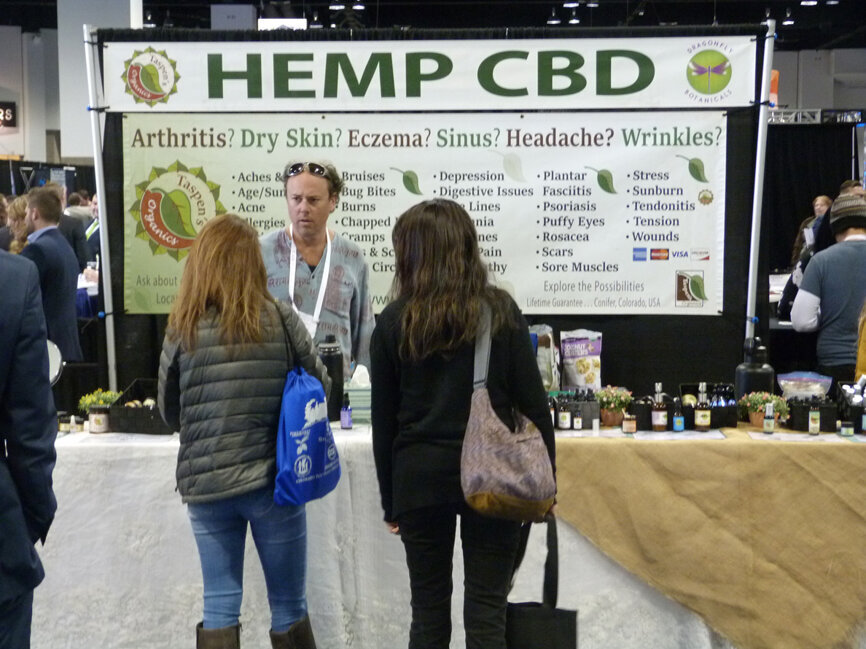 Taspen’s Organics displays its wide variety of hemp CBD products. (Photo: Robert Selleck/Dental Tribune America)