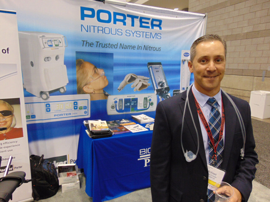 Michael Civitello of Royal Dental Group & Porter Instrument Co., supplier of nitrous systems. (Photo by Fred Michmershuizen/Dental Tribune USA)