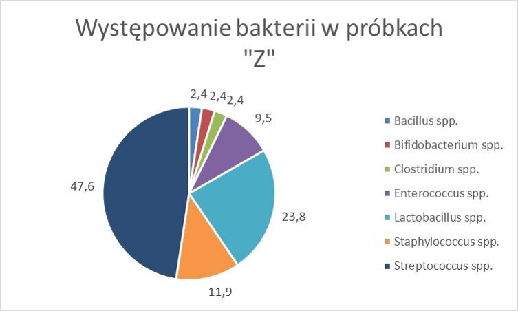 Wykres 1b_Posiew wykonany po zmieleniu zębów uzyskanych podczas sanacji jamy ustnej. W odniesieniu do materiały uzyskanego z zębów zatrzymanych wyhodowano patogenne szczepy z grupy Enterococcus i Clostridium.