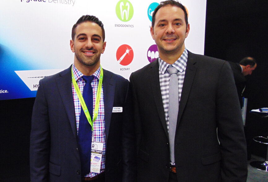 Giuseppe Pettinari, left, and Anthony Trapani of Coltene. (Photo: Fred Michmershuizen/Dental Tribune America)