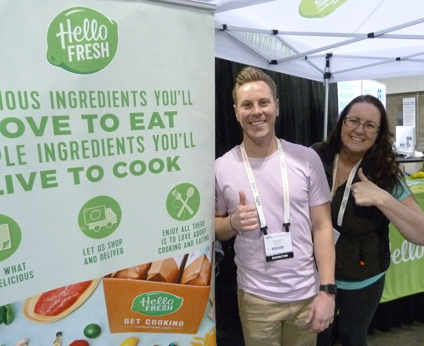 Corey Puckett and Alaina Reef of HelloFresh. Pick your number of people and number of recipes per week and have fresh, locally-sourced, pre-measured ingredients delivered to your door.