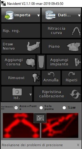 Figg. 10a-10g - Il Drill Tag peculiarità del Navident (a). Questo dispositivo consente di guidare qualsiasi strumento chirurgico. Non potendo essere note a priori le caratteristiche geometriche tridimensionali dello strumento lavorante è necessaria una calibrazione preliminare al gesto chirurgico (b-d). Esempio di navigazione di un Magnetic Mallet (e). Supporto software che consente l’identificazione delle diverse possibili tipologie di strumenti chirurgici guidati (f, g).