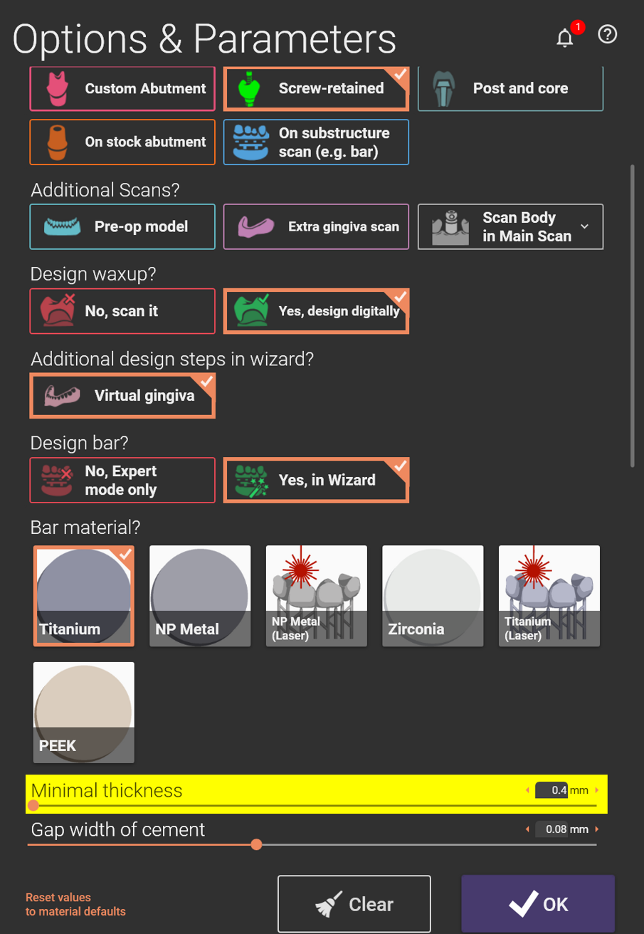 Fig. 1: “Design bar?” option in DentalDB.