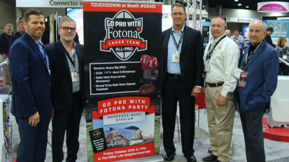 The football fans at Fotona before their ‘Go Pro’ party at the Mercedes-Benz Stadium.