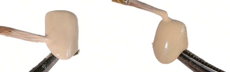 Fig. 5: Comparison of the opaquer (left: IPS d.SIGN; right: IPS Style)