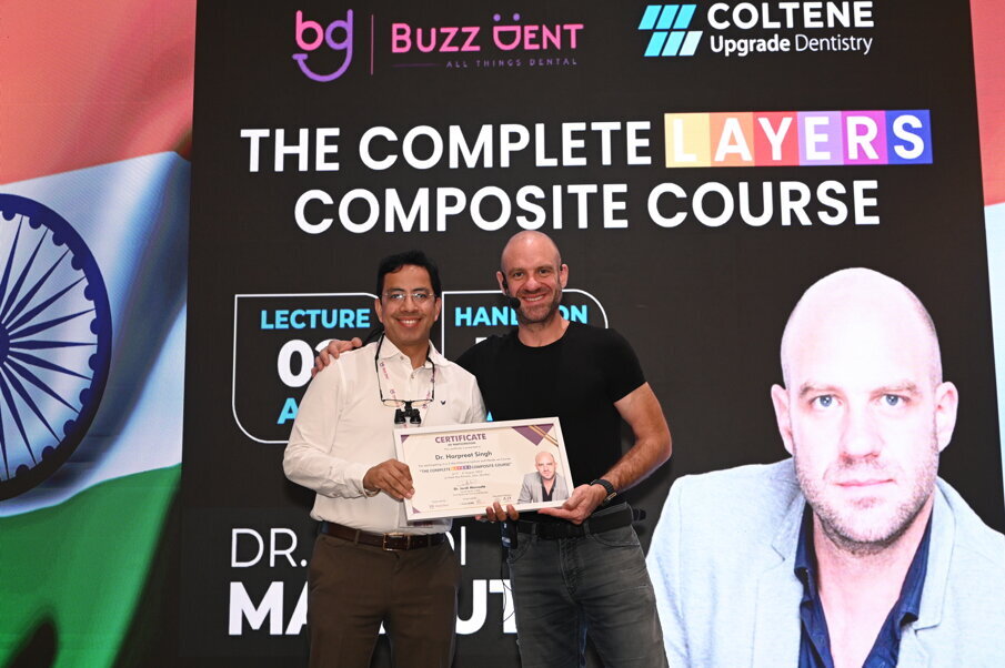Dr. Harpreet Singh (Dean DAV Dental College, HOD Endodontics) receiving participation certification. (Image: BuzzDent)
