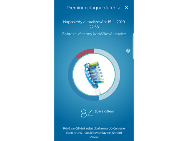 Obr. 5: Díky upozornění na výměnu hlavice kartáčku je to, že na výměnu zapomenete, minulostí.