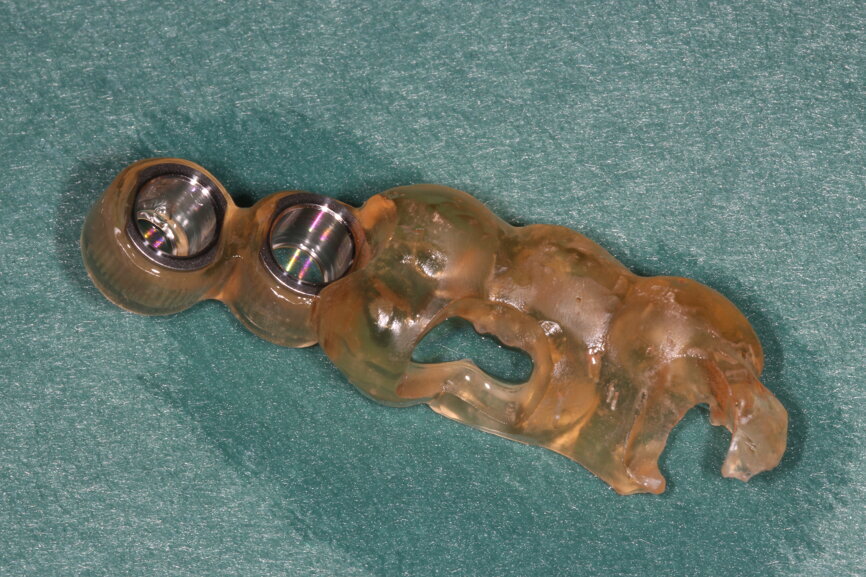 Fig. 7: Printed guide and sleeves.