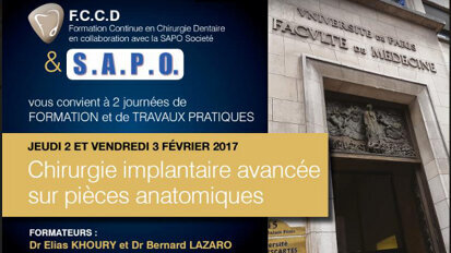 Formation continue : « Chirurgie implantaire avancée sur pièces anatomiques »