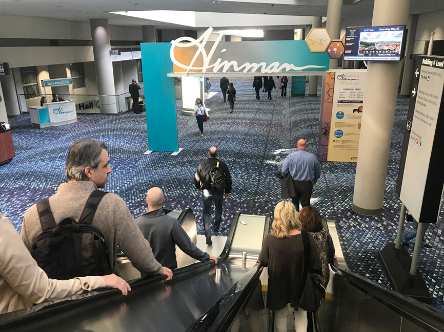 Attendees head to the exhibit hall.