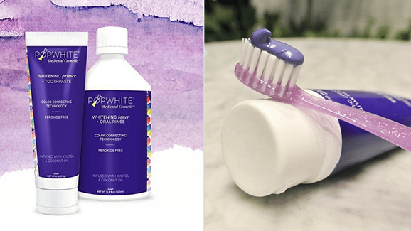 Weißere Zähne dank lila Zahnpasta?