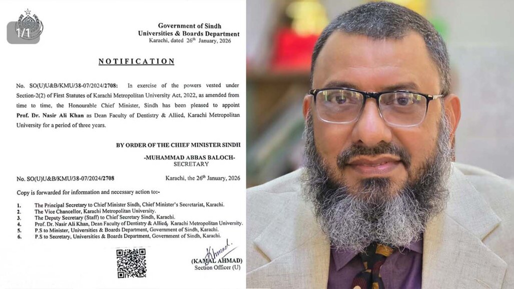 Senior dental academic Prof. Nasir Ali Khan appointed as Dean of Dentisry at KMU