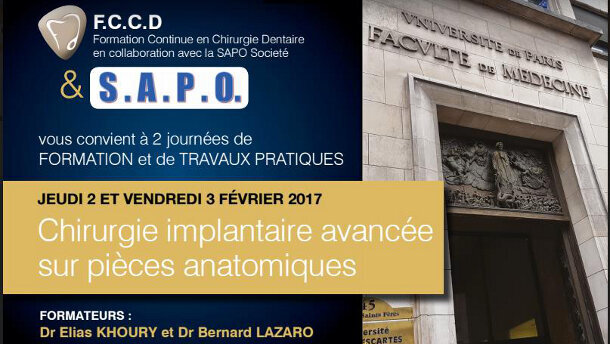 Formation continue : « Chirurgie implantaire avancée sur pièces anatomiques »