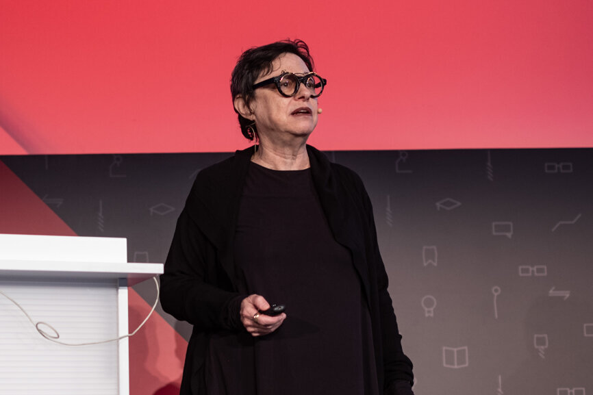 Prof. Jocelyne Feine speaking about the challenges of placing dental implants in older patients. (Photograph: DTI)