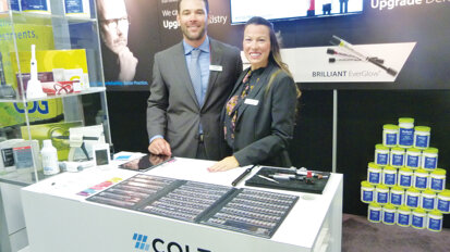 Ben Olson and Danielle Teague at the Coltene booth. (Photo: Sierra Rendon, DTA)